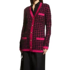 Saint Laurent Check-Pattern Textured Long Cardigan